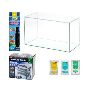 熱帯魚がすぐに飼える水槽セット! アクロ60 GEX 簡単ラクラクパワーフィルター L+ヒーター付き 6点セット お一人様1点限り 関東当日便