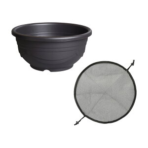 スドー メダカ鉢 黒茶 11号+メダカ鉢の保護ネット 丸型(小) 関東当日便