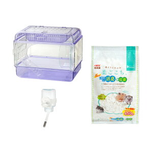 GEX クリアフロント30飼育セット ラベンダー(ケージ&敷材&給水器) 関東当日便