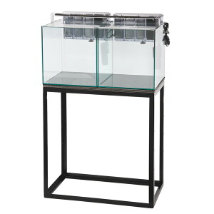 水槽セット GEX グラステリア 300キューブ×2 水槽台(ブラック)+外掛けフィルター+照明セット 関東当日便