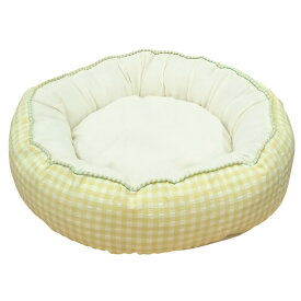 アウトレット品　犬　猫　ベッド　サマーギンガム　ラウンドベッド　M　イエロー　訳あり　関東当日便