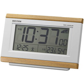 【正規品】リズム RHYTHM 時計 クロック 8RZ161SR07 電波目覚まし時計 めざまし時計 置時計 温湿度計 フィットウェーブD161