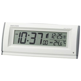 【正規品】リズム RHYTHM 時計 クロック 8RZ216SR03 電波置時計 温度計 フィットウェーブD216
