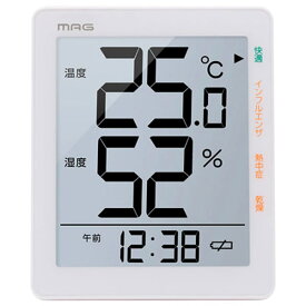 【正規品】NOA ノア精密 クロック TH-105 WH 温度湿度計 MAGデジタル温湿度計 TH-105