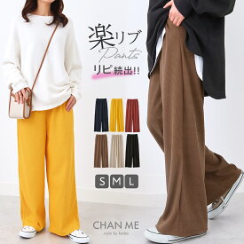 ワイドパンツ ストレートパンツ 楽ちん らくちん パンツ レディース 秋 秋冬 涼しい ワイドパンツ ボトムス レディース ワイドパンツ ウエストゴム プリーツ パンツ リブパンツ イージーパンツ リラックスパンツ 体型カバー 韓国 韓国ファッション