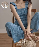 【10%オフクーポン】 CHAN ME チャンミ フリルオールインワン レディース 26春夏 セルフカット 全4色 M/L