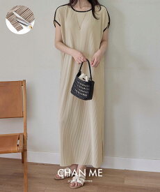 【ラストスパート！30%オフクーポン配布中】 CHAN ME チャンミ 配色ワンピ レディース 25春夏 セルフカット 全3色 M/L/LL