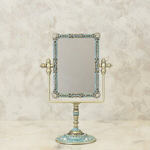 鏡 スタンドミラー【アガット レクト ジャスミン】置き鏡 ロココ調  ターコイズ ヨーロピアンミラー