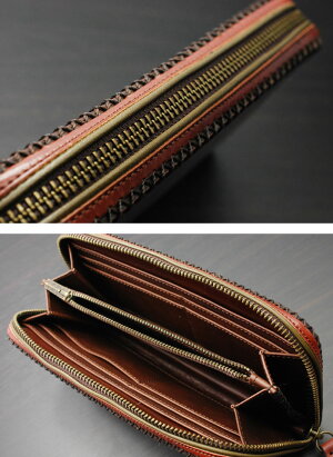FUNNY/ファニーラウンドファスナー≪チャーリーズウォレット/CHARLIE'SWALLET≫≪コードバン/ブラウンパイピング/オリーブ≫FUNNY/長財布/本革【レザーウォレット専門店】【送料無料】【売れ筋】【楽ギフ_包装】