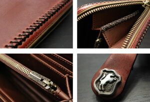 FUNNY/ファニーラウンドファスナー≪チャーリーズウォレット/CHARLIE'SWALLET≫≪コードバン/ブラウンパイピング/オリーブ≫FUNNY/長財布/本革【レザーウォレット専門店】【送料無料】【売れ筋】【楽ギフ_包装】