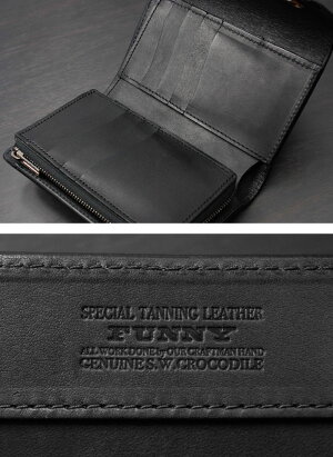 FUNNY/ファニー財布≪オリジナル・ビルフォードグラブソルトウォーター・クロコダイルポロサスブラック≫イリエワニ/財布/長財布/ミディアムウォレット/ライダースウォレットレザーウォレット【楽ギフ_包装】【送料無料】05P05Nov16