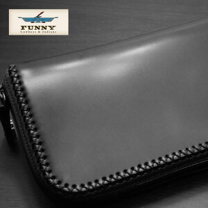 FUNNY/ファニーラウンドファスナー≪チャーリーズウォレット/CHARLIE'SWALLET≫≪コードバン/ブラックパイピング/ブラック≫FUNNY/長財布/本革【レザーウォレット専門店】【送料無料】【売れ筋】【楽ギフ_包装】