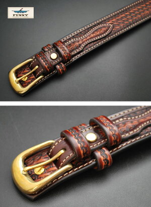 【ファニー】本革ベルト【FUNNY】BELT≪レンジャーベルト/プレスバスケット手染めブラウン≫ロングウォレット長財布ライダースウォレットバイカーズウォレット腰まわり真鍮誕生日ラッピングメンズ【楽ギフ_包装】【送料無料】【smtb-m】