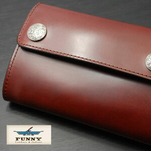FUNNY/ファニー財布≪オリジナル・ビルフォードグラブコードバンブラウン≫財布/長財布/ミディアムウォレット/ライダースウォレットレザーウォレット【楽ギフ_包装】【送料無料】
