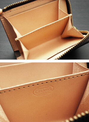 日本製ハンドメイド/LeatherWorksCHAOS/レザーワークス・カオスオリジナル≪英国産皮革使用L字ファスナーコインケースUKブライドルレザーオーストラリアンナッツ/ブラウン≫イングリッシュブライドル/ブルーム//本革/牛革/蜜蝋/ロウ引き/【送料無料】