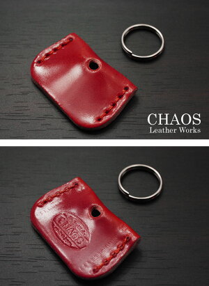 LeatherWorksCHAOS/レザーワークスカオスオリジナル≪新喜皮革社製コードバンレッド限定カラーリング付きキーカバー≫本革最高の経年変化に家会社車バイクなど【レザーウォレット専門店】【楽ギフ_包装】【メール便可】
