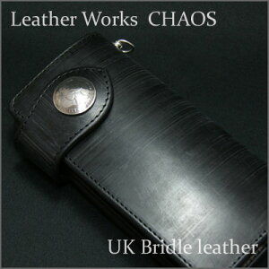 UKブライドルレザー仕様本革ウォレット日本製【レザーワークスカオス】LeatherWorksCHAOSハンドメイドライダースウォレット長財布牛革本革コンチョ付きメンズ【楽ギフ_包装】【送料無料】【smtb-m】