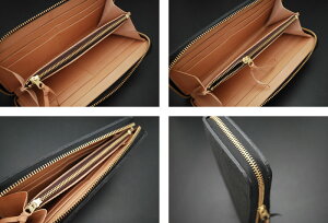 日本製ハンドメイド長財布≪カオスエレファントラウンドチャックファスナーロングウォレットブラック/タン≫北米産サドルレザー姫路なめしバット判/財布/本革/【楽ギフ_包装】【送料無料】