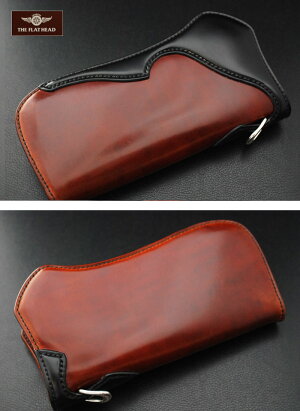 【手縫い】【即納】FLATHEAD/フラットヘッド≪STOCKBURG(ストックバーグ)FH-W003コードバンロングウォレットブラウン/ブラック≫長財布/馬革/ライダースウォレット/シルバー丸カン/スライドマチ/エンボスシンクステッチ【楽ギフ_包装】【送料無料】【売れ筋】