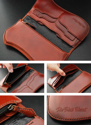 【手縫い】【即納】FLATHEAD/フラットヘッド≪STOCKBURG(ストックバーグ)FH-W003コードバンロングウォレットブラウン/ブラック≫長財布/馬革/ライダースウォレット/シルバー丸カン/スライドマチ/エンボスシンクステッチ【楽ギフ_包装】【送料無料】【売れ筋】