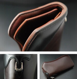 【手縫い】【即納】FLATHEAD/フラットヘッド≪STOCKBURG(ストックバーグ)FH-W004多脂革ロングウォレットブラウン/ブラック≫革財布/牛革/レザーウォレット/シルバー丸カン/スライドマチ/エンボスシンクステッチ【楽ギフ_包装】【送料無料】【売れ筋】