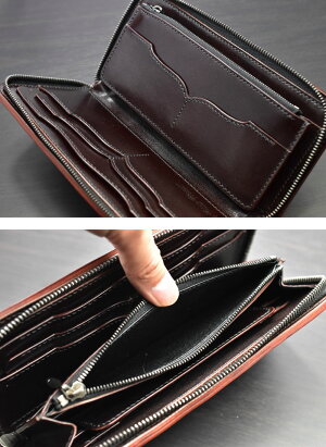 【手縫い】【即納】FLATHEAD/フラットヘッド≪STOCKBURGストックバーグFH-WB004コードバンフルジップウォレットブラウン≫長財布牛革多脂革ラウンドファスナーウォレットオフセットジッパーエンボスシンクステッチ【楽ギフ_包装】【送料無料】