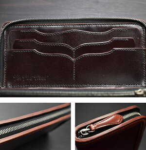 【手縫い】【即納】FLATHEAD/フラットヘッド≪STOCKBURGストックバーグFH-WB004コードバンフルジップウォレットブラウン≫長財布牛革多脂革ラウンドファスナーウォレットオフセットジッパーエンボスシンクステッチ【楽ギフ_包装】【送料無料】