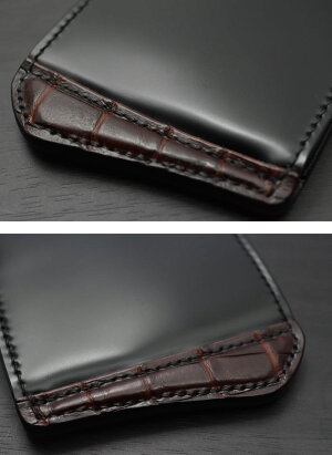 【手縫い】【即納】THEFLATHEADフラットヘッド財布ウォレット≪STOCKBURGストックバーグTLM-W001コードバンクロコダイルマネークリップウォレットブラック/ブラウン≫札バサミ本革メンズ二つ折り財布馬革ワニ革【送料無料】【売れ筋】
