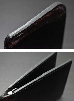 【手縫い】【即納】THEFLATHEADフラットヘッド財布ウォレット≪STOCKBURGストックバーグTLM-W001コードバンクロコダイルマネークリップウォレットブラック/ブラウン≫札バサミ本革メンズ二つ折り財布馬革ワニ革【送料無料】【売れ筋】
