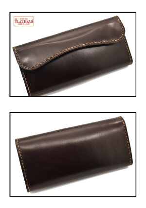 【別注限定モデル】日本製本革フラットヘッド財布ウォレット≪THEFLATHEADSTOCKBURGストックバーグフラットヘッドCHAOS別注シリーズFLW-01手縫い多脂革三つ折りロングウォレットブラウン≫ロングウォレットメンズ長財布本革かっこいい