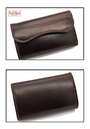 【別注限定モデル】日本製本革フラットヘッド財布ウォレット≪THEFLATHEADSTOCKBURGストックバーグフラットヘッドCHAOS別注シリーズTFW-01手縫い多脂革三つ折りミディアムウォレットブラウン≫レザーウォレットメンズ長財布本革かっこいい