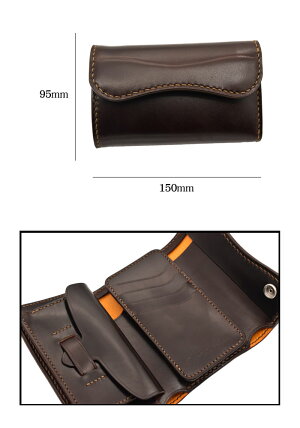 【別注限定モデル】日本製本革フラットヘッド財布ウォレット≪THEFLATHEADSTOCKBURGストックバーグフラットヘッドCHAOS別注シリーズTFW-01手縫い多脂革三つ折りミディアムウォレットブラウン≫レザーウォレットメンズ長財布本革かっこいい