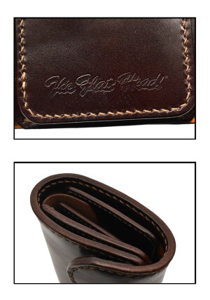 【別注限定モデル】日本製本革フラットヘッド財布ウォレット≪THEFLATHEADSTOCKBURGストックバーグフラットヘッドCHAOS別注シリーズTFW-01手縫い多脂革三つ折りミディアムウォレットブラウン≫レザーウォレットメンズ長財布本革かっこいい