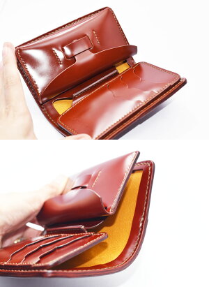 【正規取扱店】【手縫い】【即納】FLATHEADフラットヘッド財布≪STOCKBURGストックバーグFOW-70小銭差し込み式ミディアムウォレット新喜皮革コードバンブラウン≫ウォレットメンズ三つ折り本革かっこいいおしゃれ