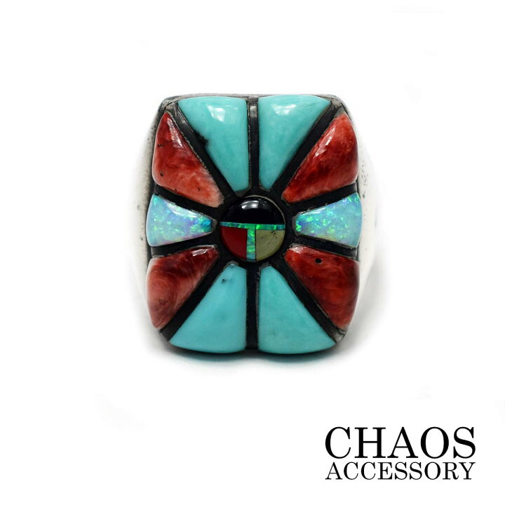 ズニ族 インディアンジュエリー Silver製 リング 19号 （リング,ナバホ  