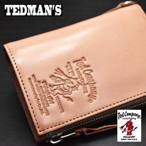 【正規取扱店】メンズ財布レザーウォレット≪TEDMANテッドマンラウンドジップショートウォレット鬼魂TDW-260タンラッキーウォレット招福≫二つ折り財布L字ラウンドファスナーウォレットエフ商会【送料無料】【レザーウォレット専門店カオス】