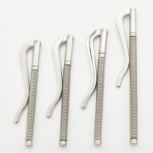 マネークリップ金具カスタムパーツ≪直径5mm対応金具札バサミマネークリップ用クリップパーツニッケルポリッシュバネタイプ4サイズ≫ブラス製真鍮ニッケルメッキ加工