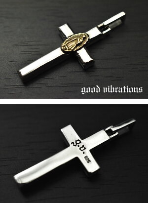 goodvibrations/グッドバイブレーションズ≪重厚プレーンクロス&マリアチャームペンダントトップ≫十字架/シルバー/純銀/Silver【925】/ネックレス【楽ギフ_包装】【メール便可】