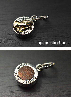 goodvibrations/グッドバイブレーションズ≪天然木リアルカラーウッド&プレイングハンズチャームペンダントトップ≫十字架/シルバー/純銀/Silver【925】/ネックレス【楽ギフ_包装】【メール便可】