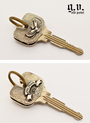【正規取扱店】【当店限定】真鍮製キーヘッドカバーネイティブインディアン大鷲イーグルブラスリング付きgoodvibrationsグッドバイブレーションズOLDPOINTオールドポイントキーカバーおしゃれキーキャップかっこいいメンズキーケース【メール便無料】