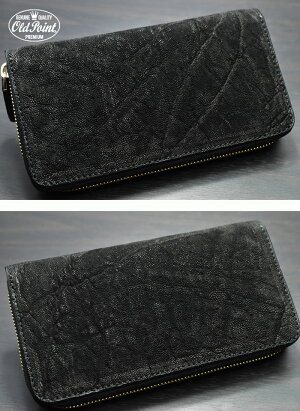 象革財布/OLDPOINTオールドポイント≪ジンバブエ産エレファントブラックビジネスフォーマルシンプルラウンドファスナーウォレット≫ラウンドジッパー/ラウンドジップ/革財布/カウレザー/財布/本革/レザーウォレット専門店カオス/CHAOS/【楽ギフ_包装】【送料無料】