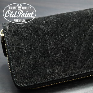 象革財布/OLDPOINTオールドポイント≪ジンバブエ産エレファントブラックビジネスフォーマルシンプルラウンドファスナーウォレット≫ラウンドジッパー/ラウンドジップ/革財布/カウレザー/財布/本革/レザーウォレット専門店カオス/CHAOS/【楽ギフ_包装】【送料無料】