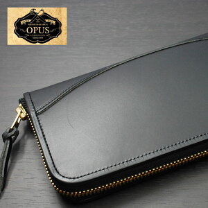 OPUS(オーパス)ブッテーロレザーラウンドジッパーパイピングウォレットブラックOPRW-01-BK【楽ギフ_包装】【送料無料】