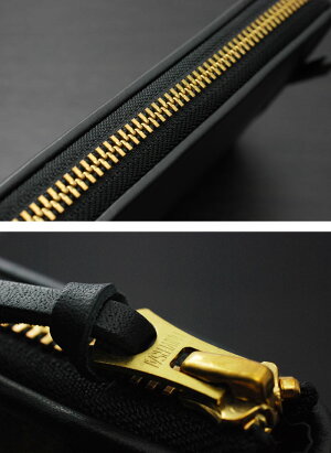 OPUS(オーパス)ブッテーロレザーラウンドジッパーパイピングウォレットブラックOPRW-01-BK【楽ギフ_包装】【送料無料】