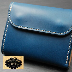 【正規取扱店】OPUS/オーパスイタリアンレザー【全色11カラー】≪ブッテーロレザー・ミニウォレットOCW-A-BLブルー日本製≫【楽ギフ_包装】【送料無料】レザーウォレットハンドメイド財布