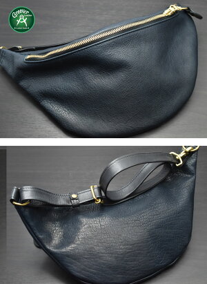 日本製本革バッグ鞄GrooverLeatherグルーバーレザーGWB-100-NVY2WAYウエストポーチショルダーバッグシュリンクレザーネイビー姫路レザー牛革牛皮手作りメンズ財布本皮本革サコッシュボディーバッグヒップバッグメディスンバッグ【送料無料】