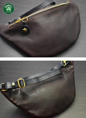 日本製本革バッグ鞄GrooverLeatherグルーバーレザーGWB-100-BRN2WAYウエストポーチショルダーバッグシュリンクレザーブラウン姫路レザー牛革牛皮手作りメンズ財布本皮本革サコッシュボディーバッグヒップバッグメディスンバッグ【送料無料】