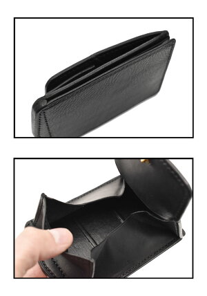 マネークリップ小銭入れ付き日本製本革財布≪GrooverLeatherグルーバーレザー手縫い札バサミボックスコインマネークリップミニウォレットブラック≫レザー牛革日本製牛皮メンズ財布本皮本革かっこいいおしゃれコンパクト財布送料無料