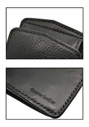 マネークリップ小銭入れ付き日本製本革財布≪GrooverLeatherグルーバーレザー手縫い札バサミボックスコインマネークリップミニウォレットブラック≫レザー牛革日本製牛皮メンズ財布本皮本革かっこいいおしゃれコンパクト財布送料無料