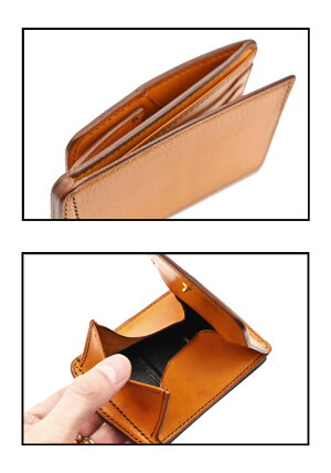 マネークリップ小銭入れ付き日本製本革財布≪GrooverLeatherグルーバーレザー手縫い札バサミボックスコインマネークリップミニウォレットナチュラルブラウン≫レザー牛革日本製牛皮手作りメンズ財布本皮本革かっこいいおしゃれコンパクト送料無料
